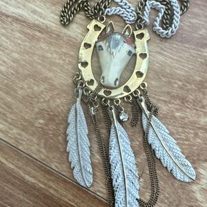 Rare - Betsey Johnson Gold and Silver Horse Pendant Necklace